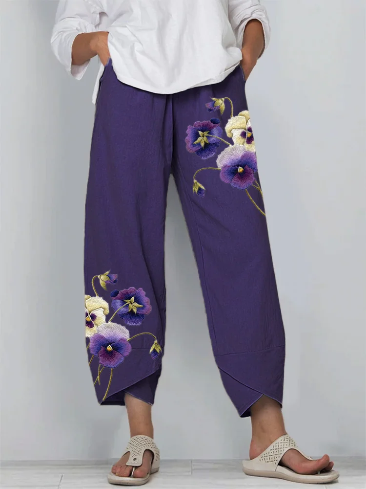Women Floral Ankle Pants Pants Casual Spring/Fall Trousers
