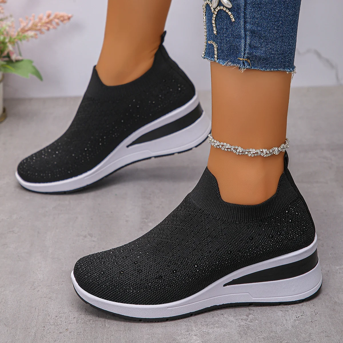 Casual Plain Slip On Block Heel Slip On