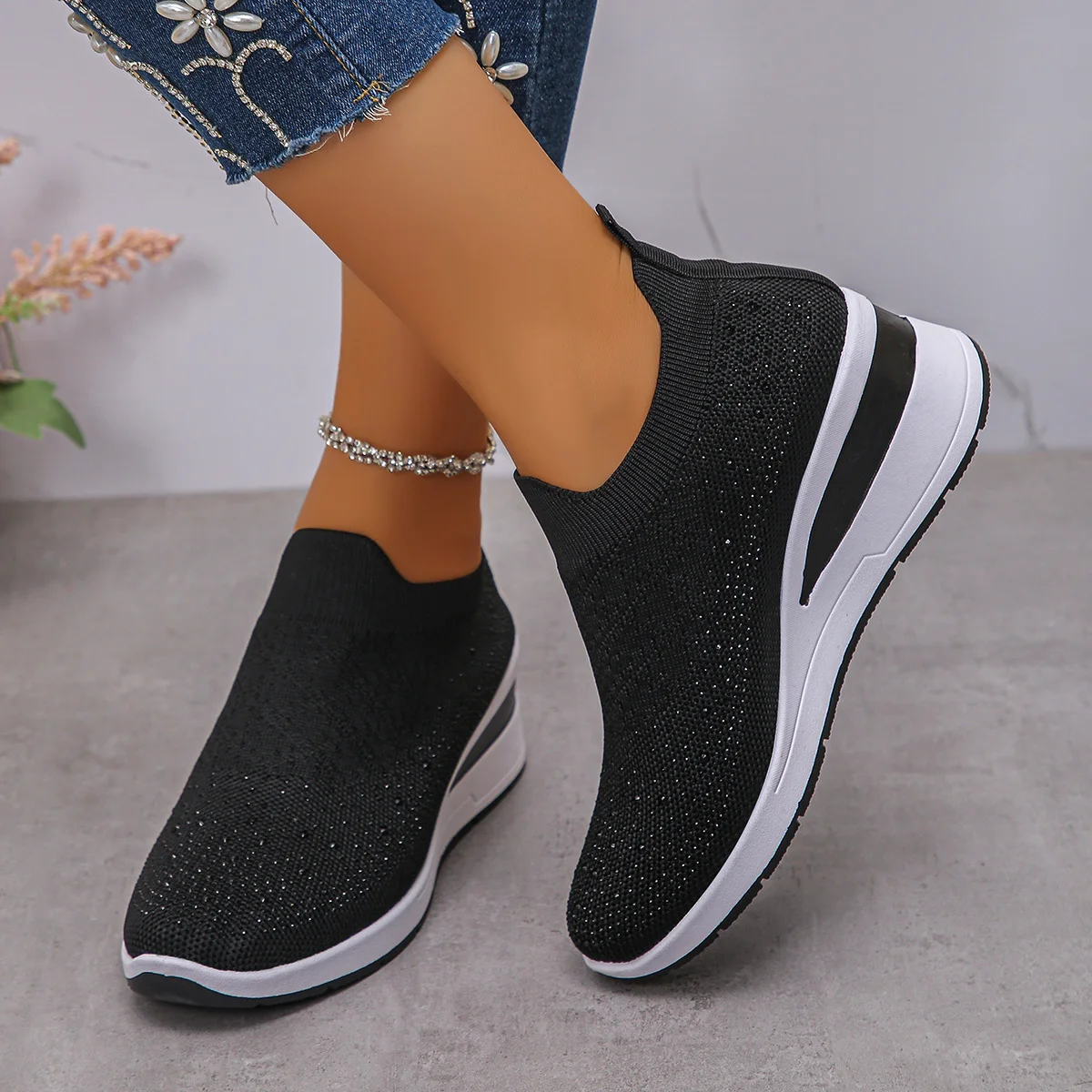Casual Plain Slip On Block Heel Slip On