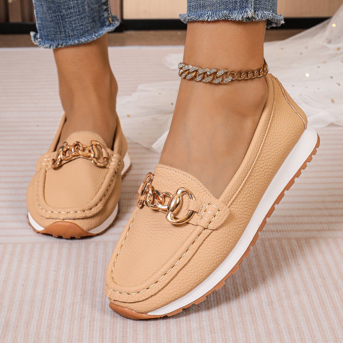 Vintage Plain Slip On Flat Heel Slip On