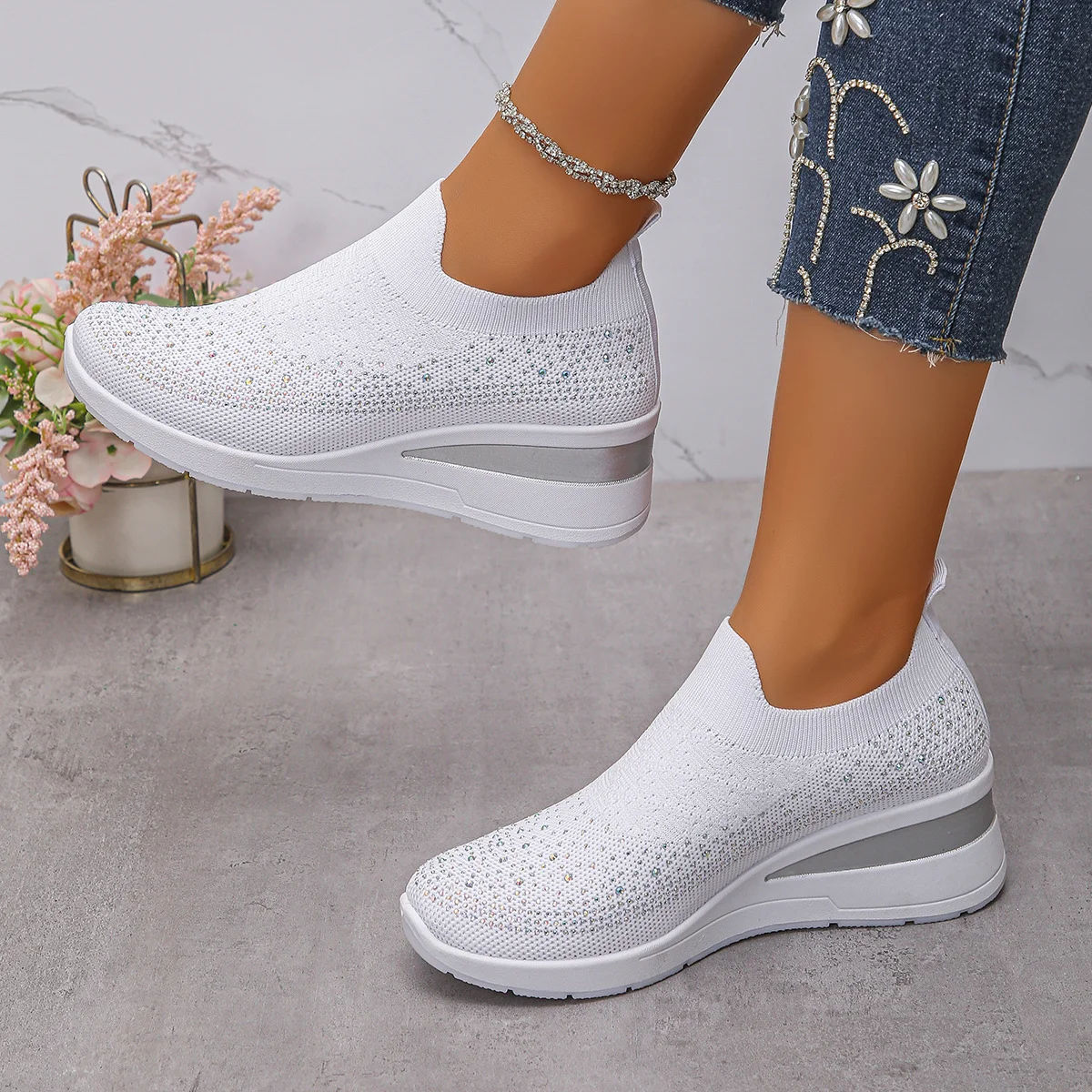 Casual Plain Slip On Block Heel Slip On