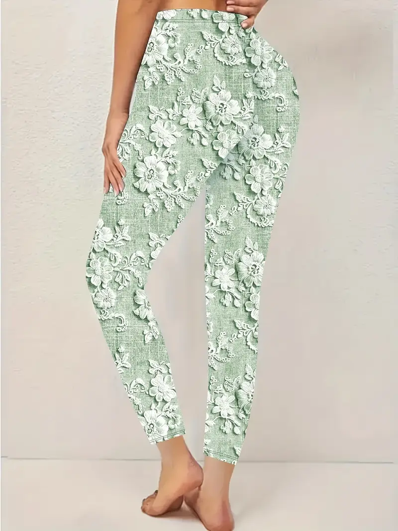 Women Floral Casual All Season Printing Long Leggings
