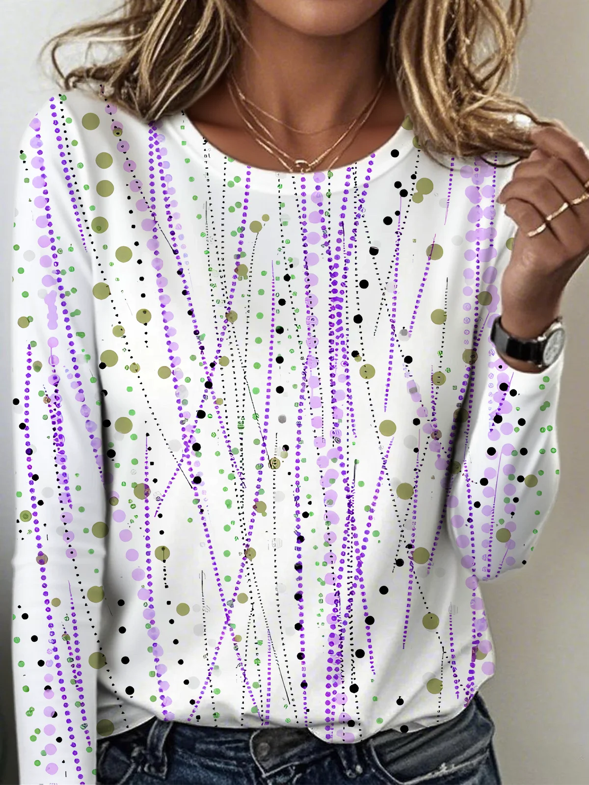 Vintage Striped Crew Neck Long Sleeve T-shirt