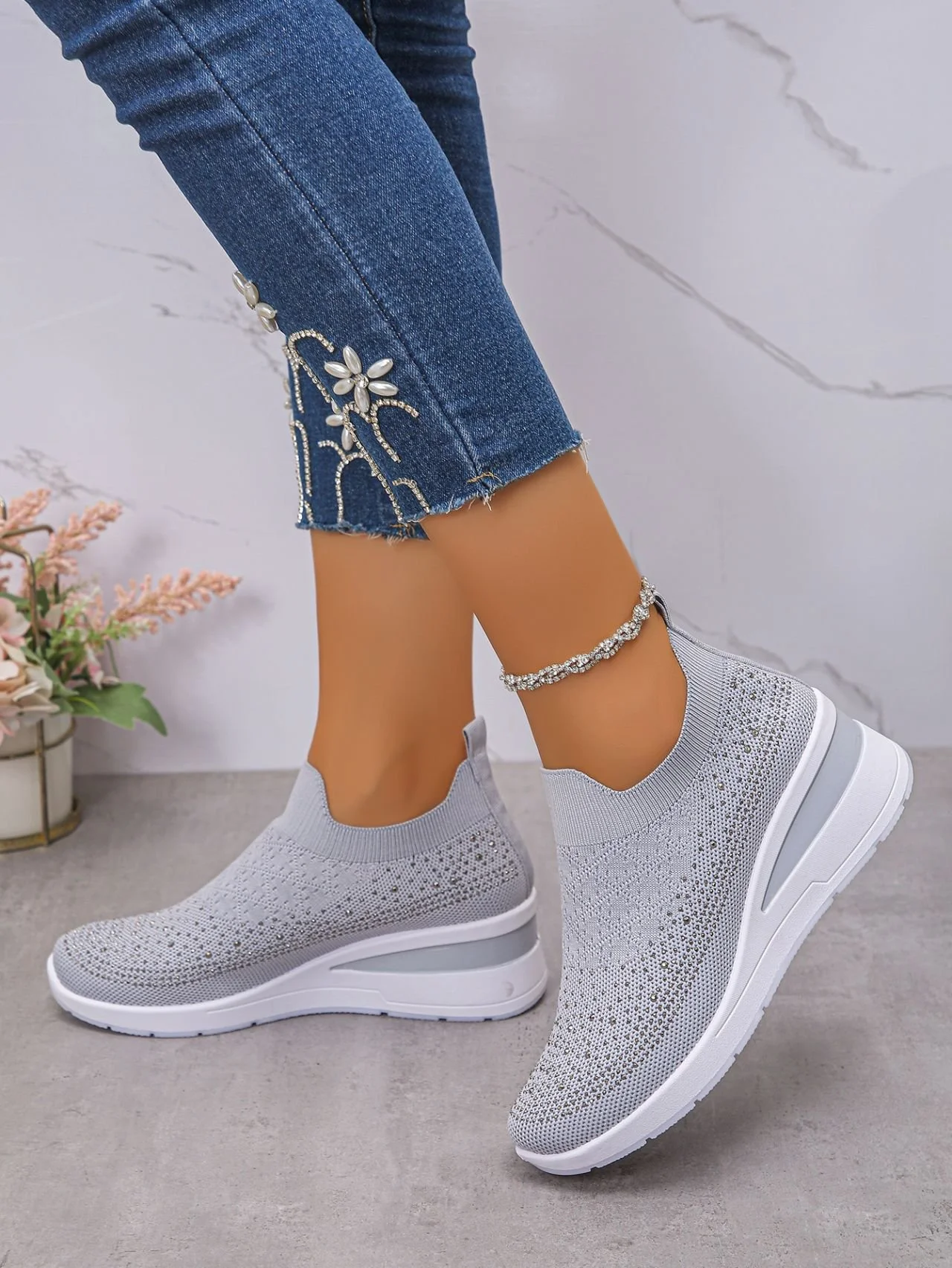 Casual Plain Slip On Block Heel Slip On