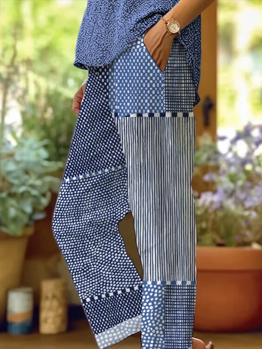 Women Striped Long Pants Casual Spring/Fall Trousers