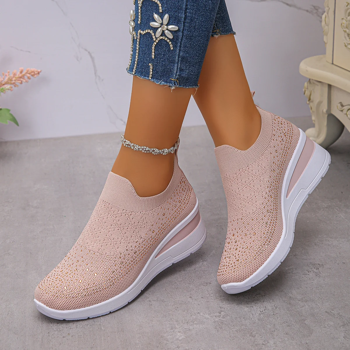 Casual Plain Slip On Block Heel Slip On