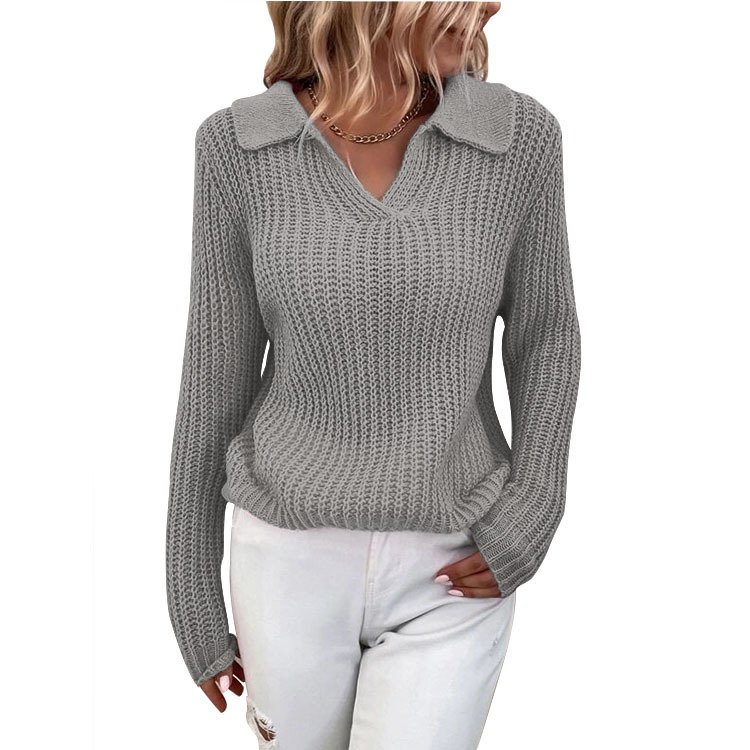 Women Cotton Plain Long Sleeve Comfy Casual Sweater
