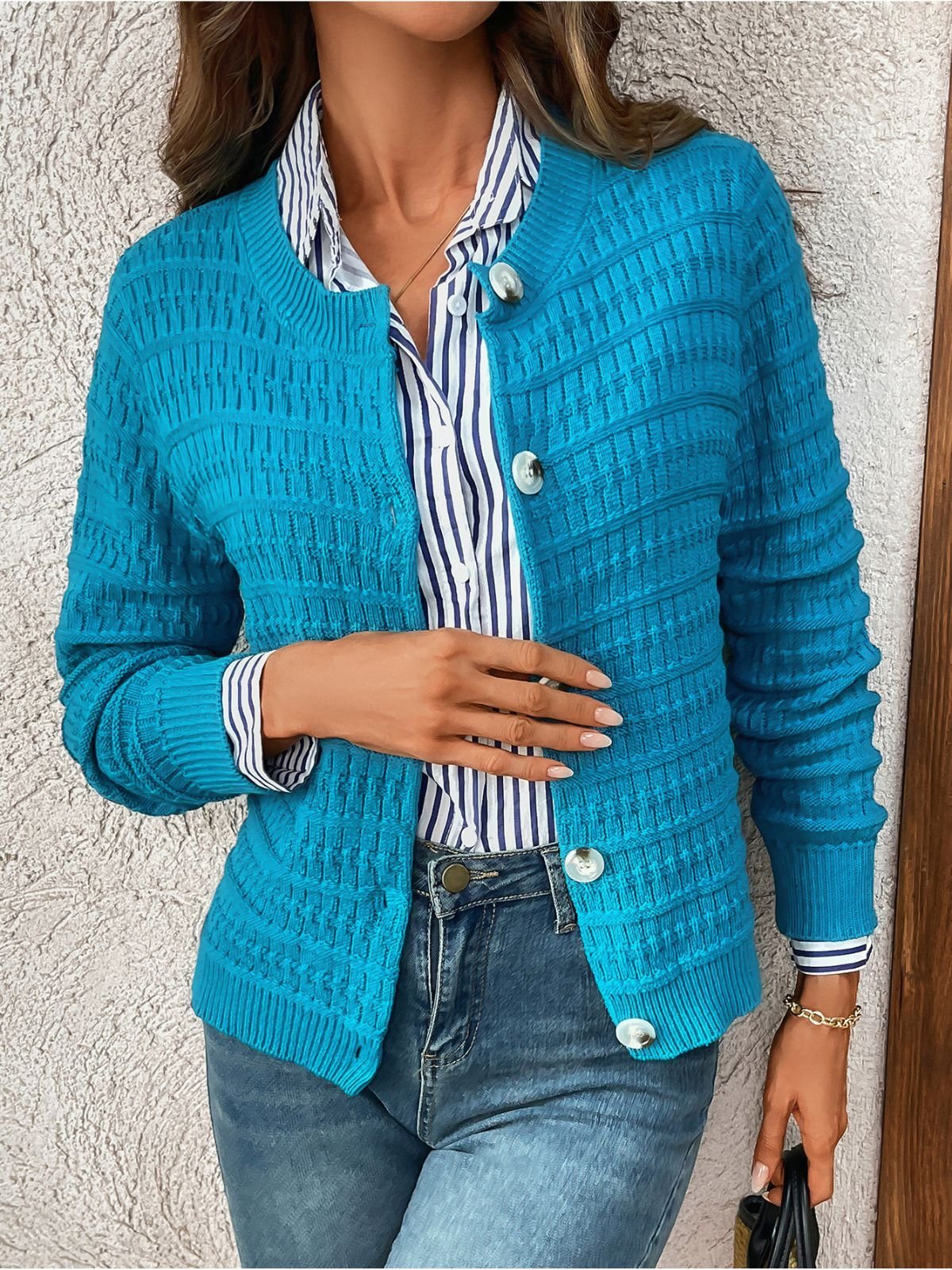 Women Plain Long Sleeve Comfy Casual Cardigan