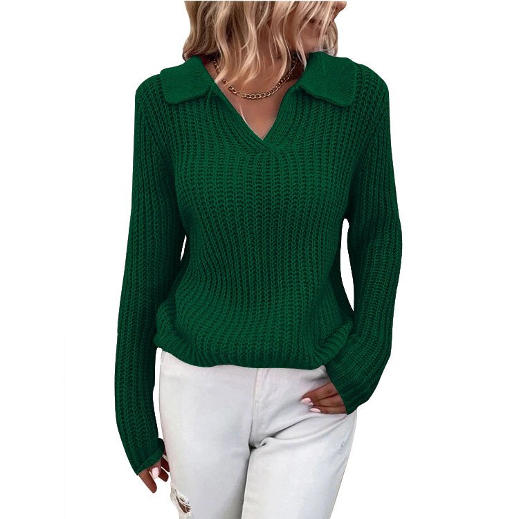 Women Cotton Plain Long Sleeve Comfy Casual Sweater
