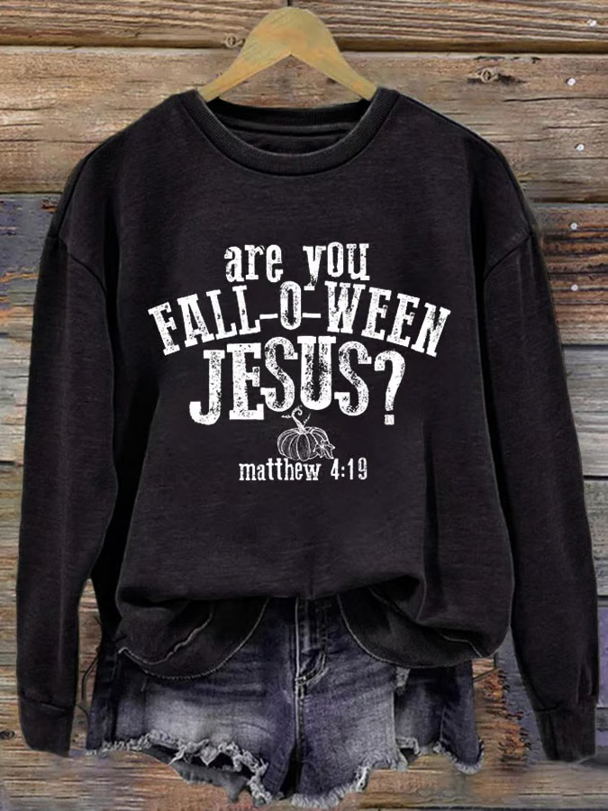 Casual Crew Neck Halloween Sweatshirt