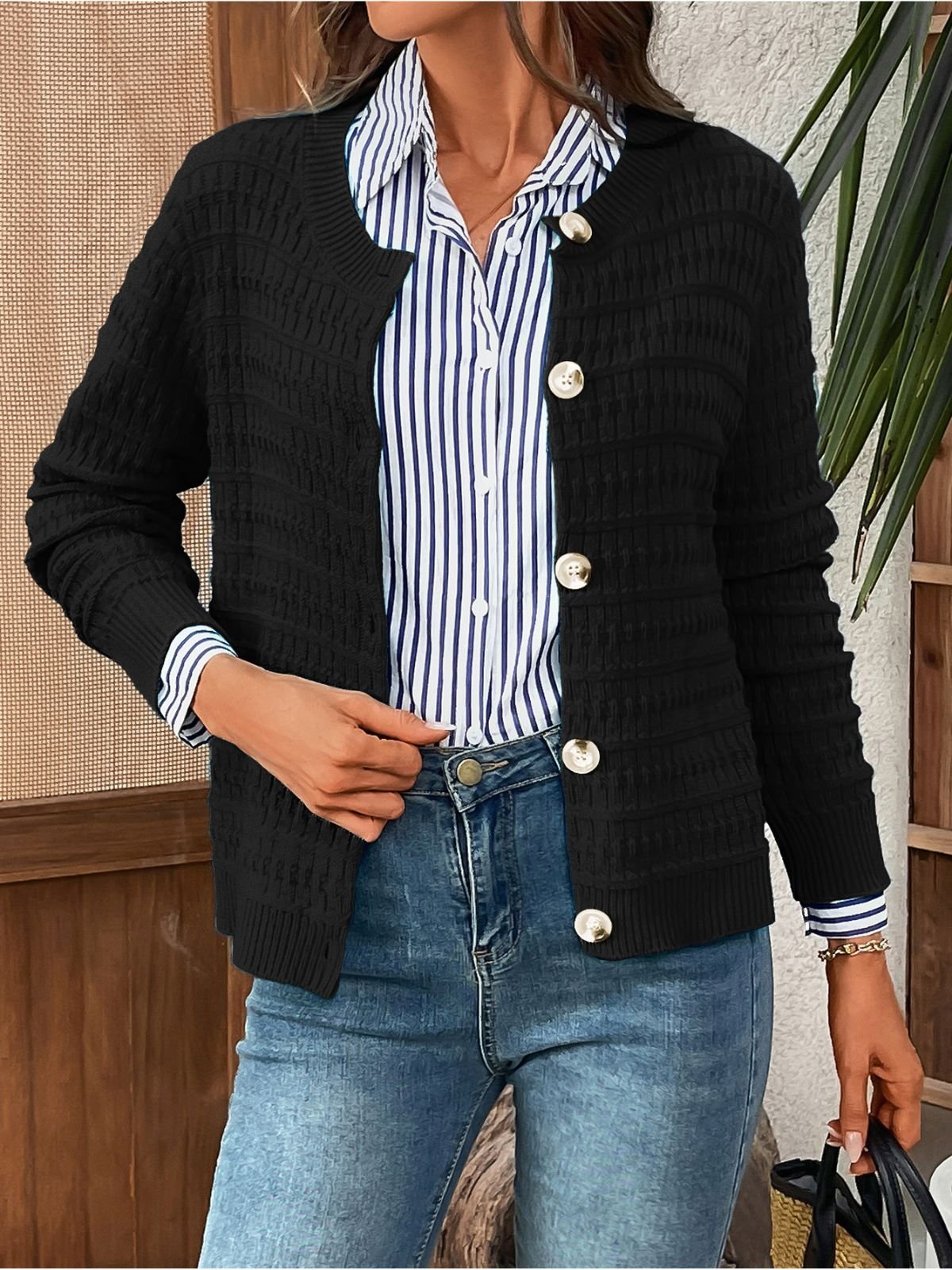 Women Plain Long Sleeve Comfy Casual Cardigan