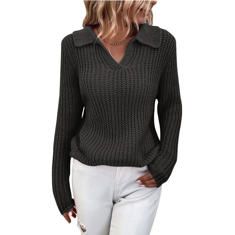 Women Cotton Plain Long Sleeve Comfy Casual Sweater