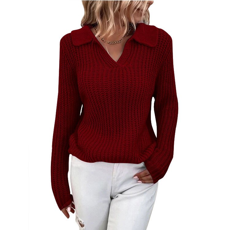 Women Cotton Plain Long Sleeve Comfy Casual Sweater