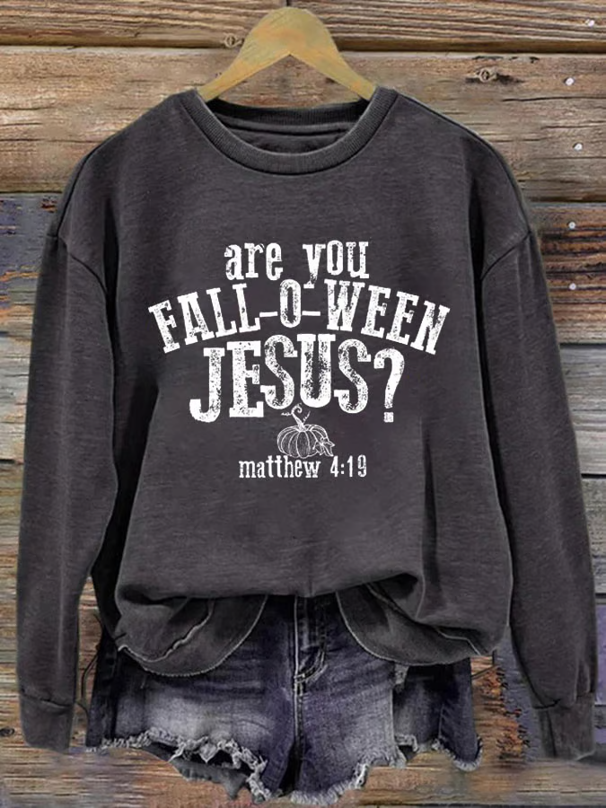 Casual Crew Neck Halloween Sweatshirt