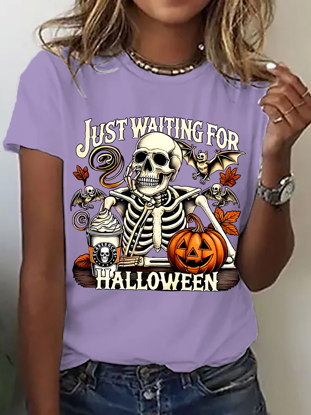 Casual Halloween Crew Neck Short Sleeve T-shirt