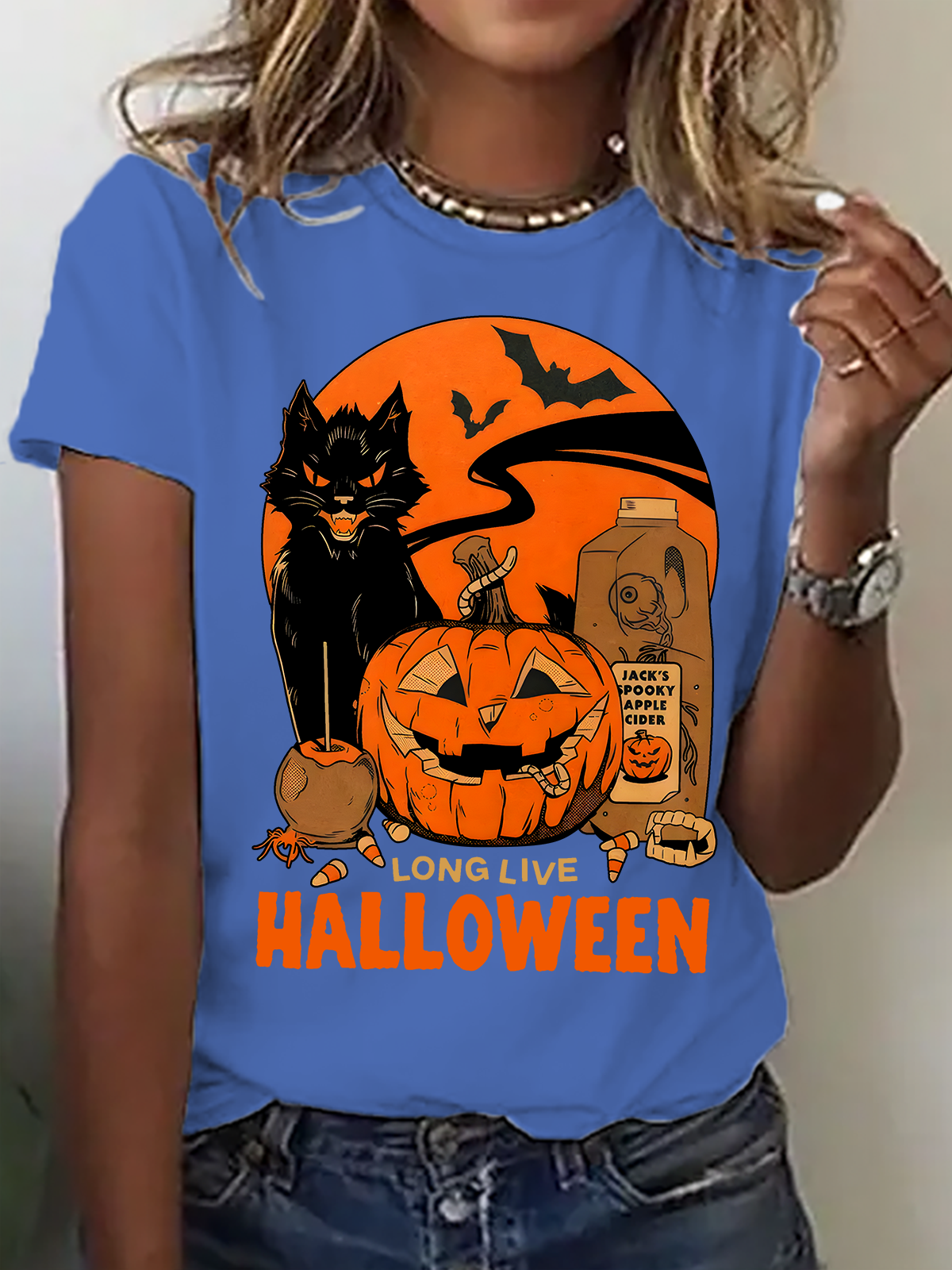 Casual Halloween Crew Neck Short Sleeve T-shirt