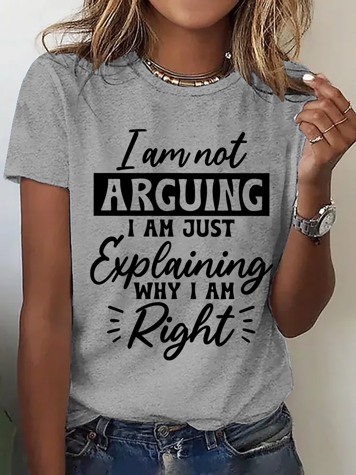 Casual Text Letters Crew Neck Short Sleeve T-shirt