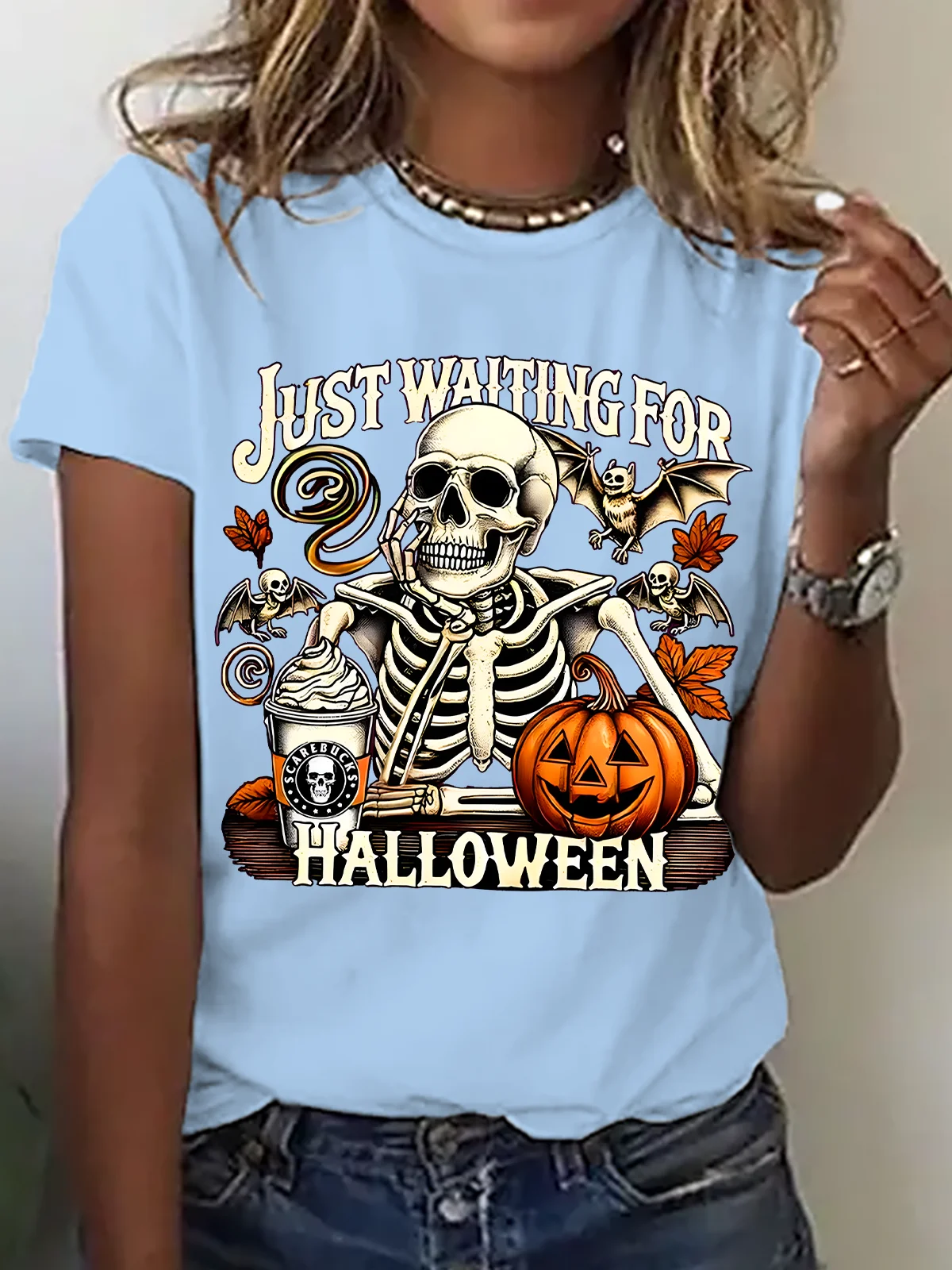 Casual Halloween Crew Neck Short Sleeve T-shirt