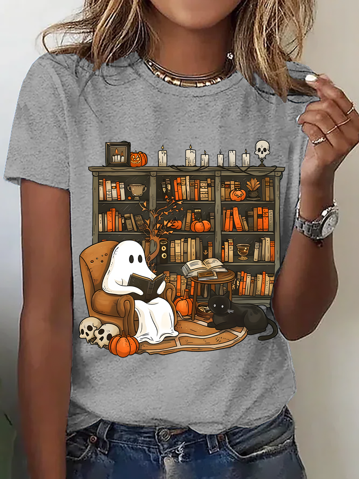 Casual Halloween Crew Neck Short Sleeve T-shirt