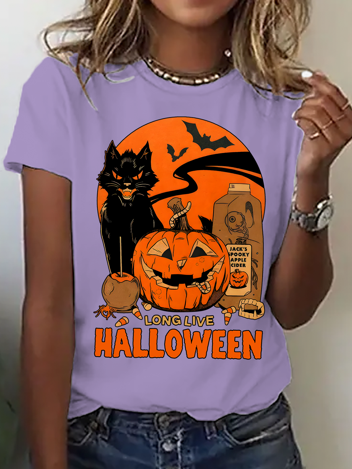 Casual Halloween Crew Neck Short Sleeve T-shirt