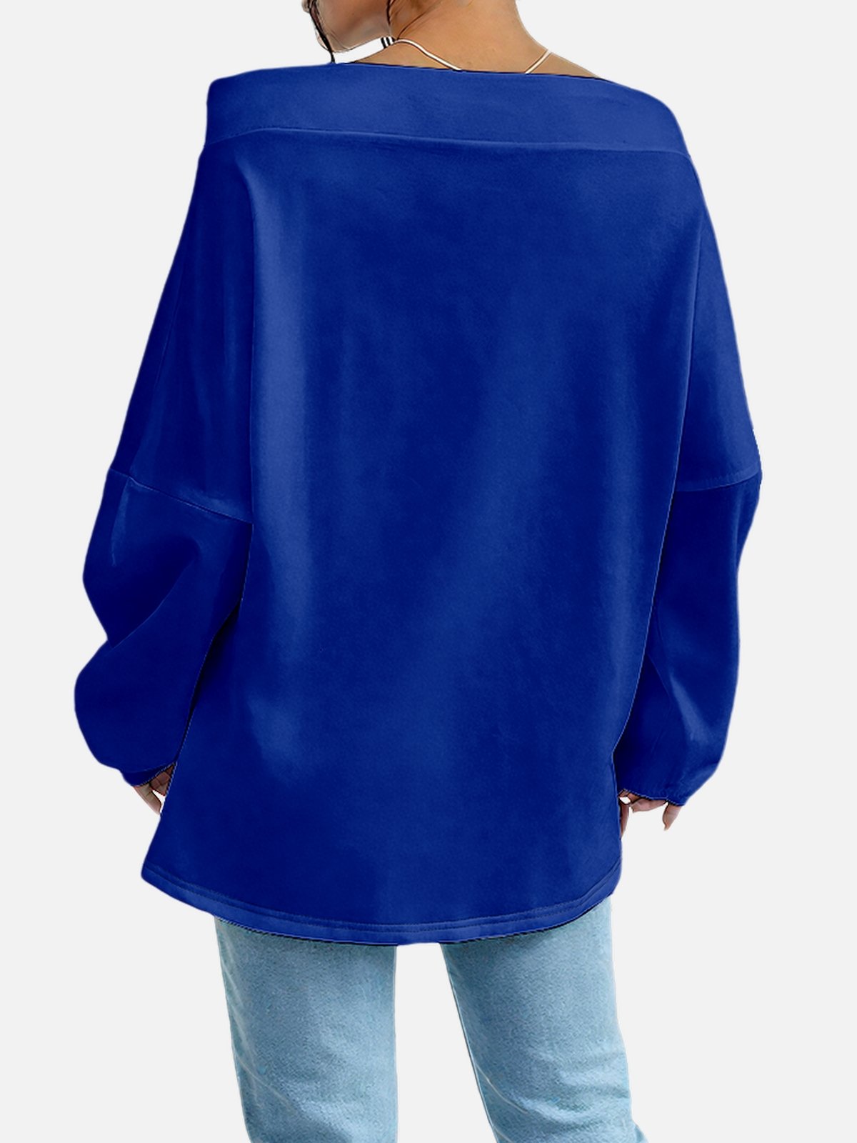 Casual Off The Shoulder Plain Sweatshirt