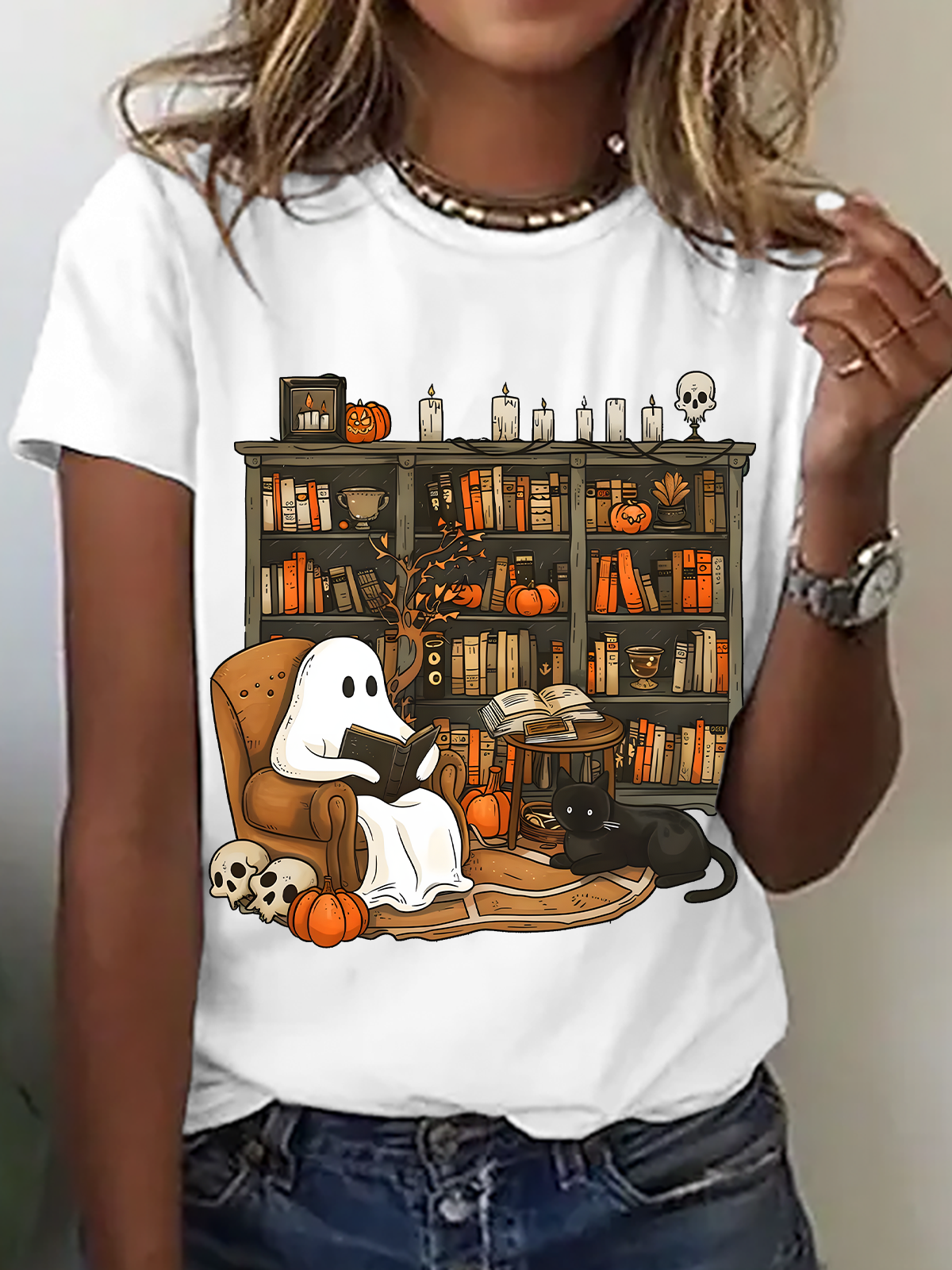 Casual Halloween Crew Neck Short Sleeve T-shirt