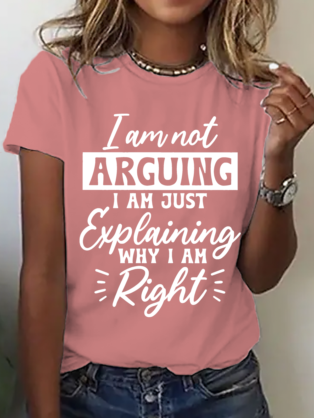 Casual Text Letters Crew Neck Short Sleeve T-shirt