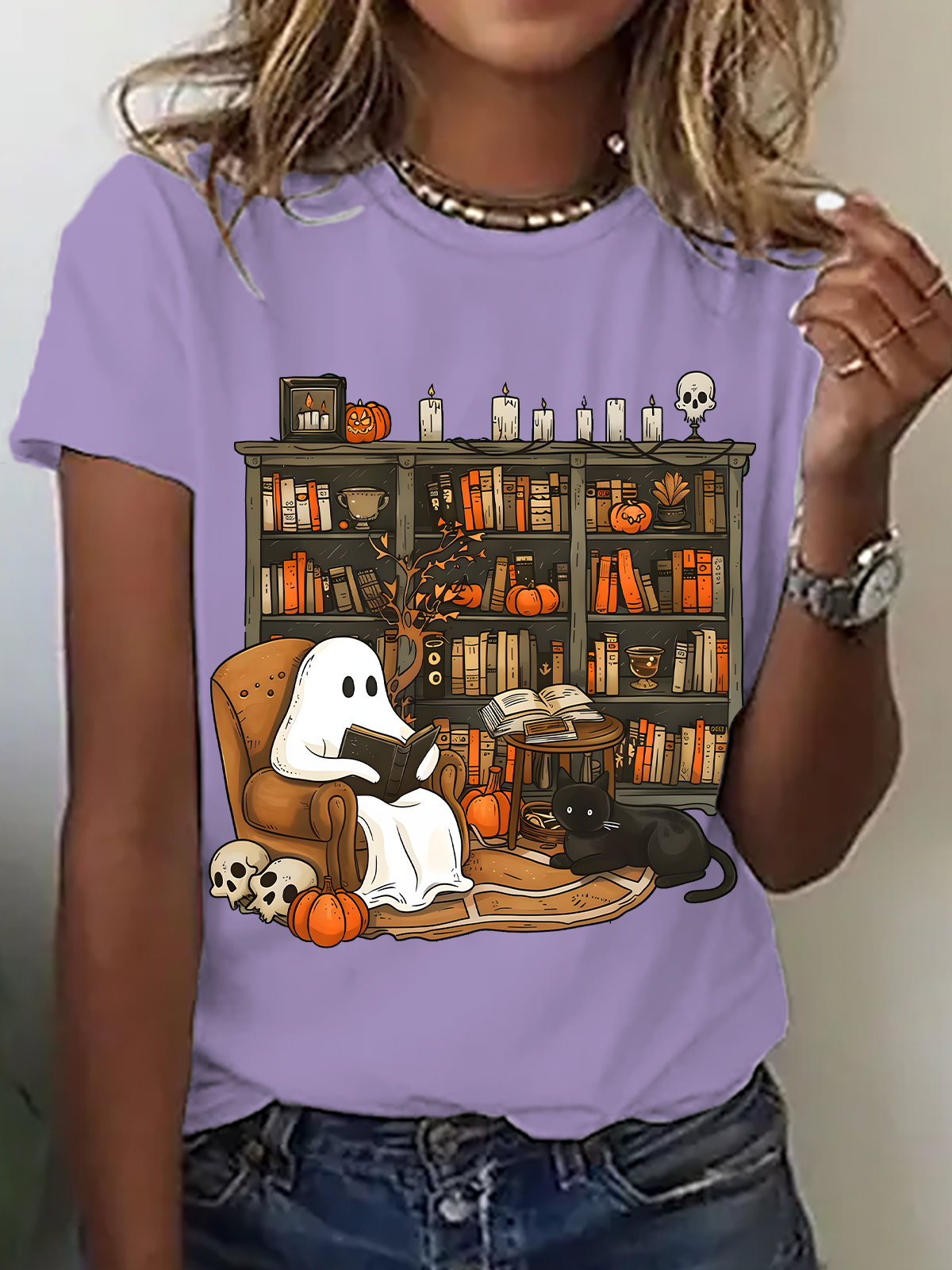 Casual Halloween Crew Neck Short Sleeve T-shirt