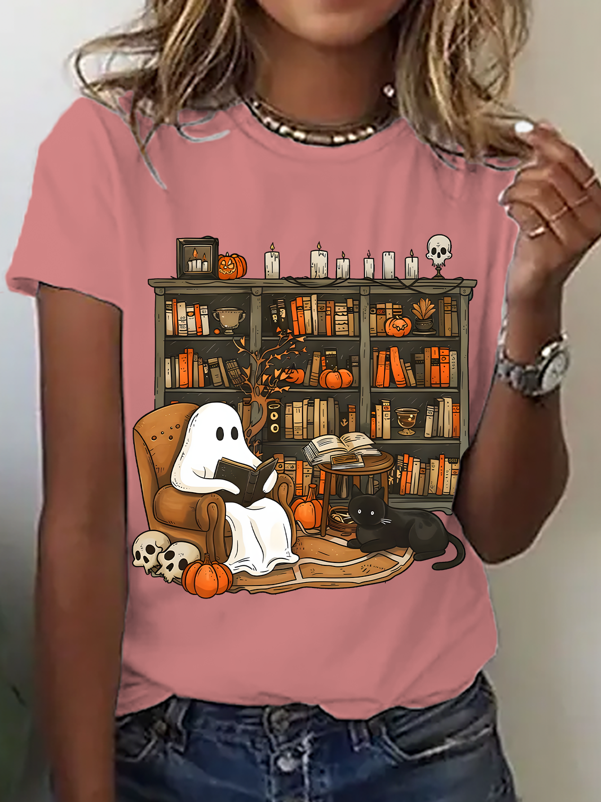 Casual Halloween Crew Neck Short Sleeve T-shirt