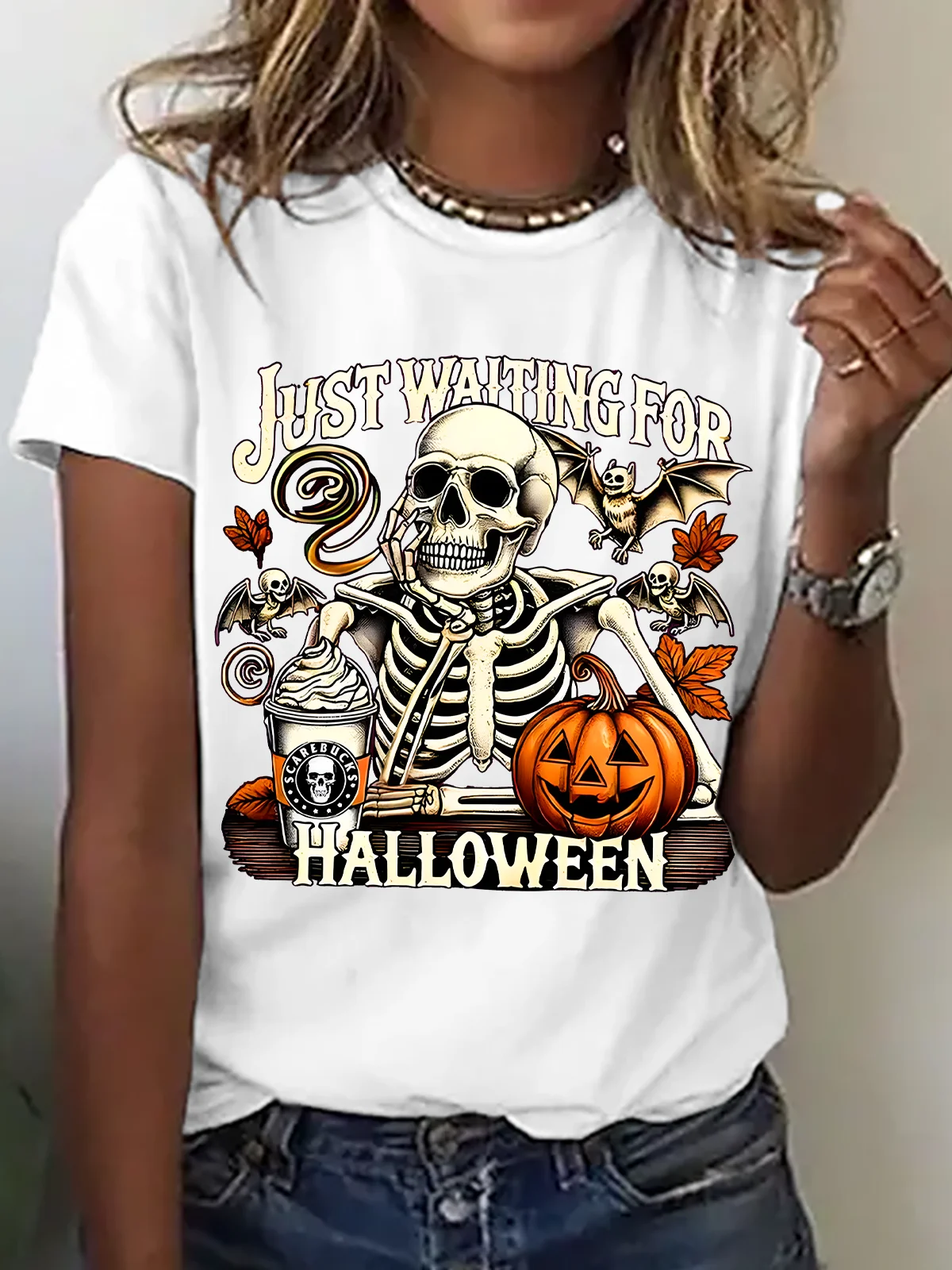 Casual Halloween Crew Neck Short Sleeve T-shirt