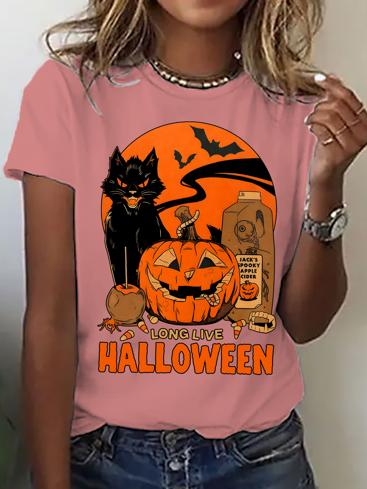 Casual Halloween Crew Neck Short Sleeve T-shirt