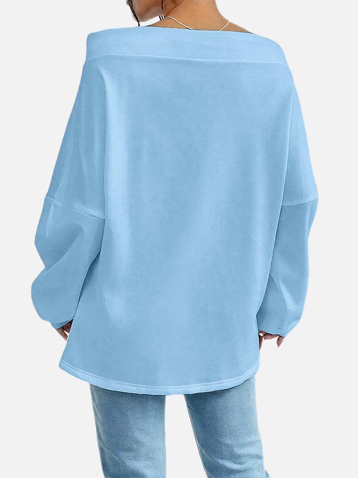 Casual Off The Shoulder Plain Sweatshirt