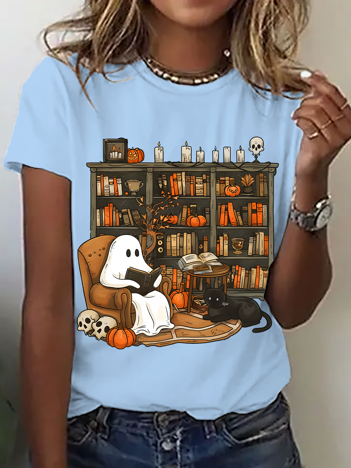 Casual Halloween Crew Neck Short Sleeve T-shirt