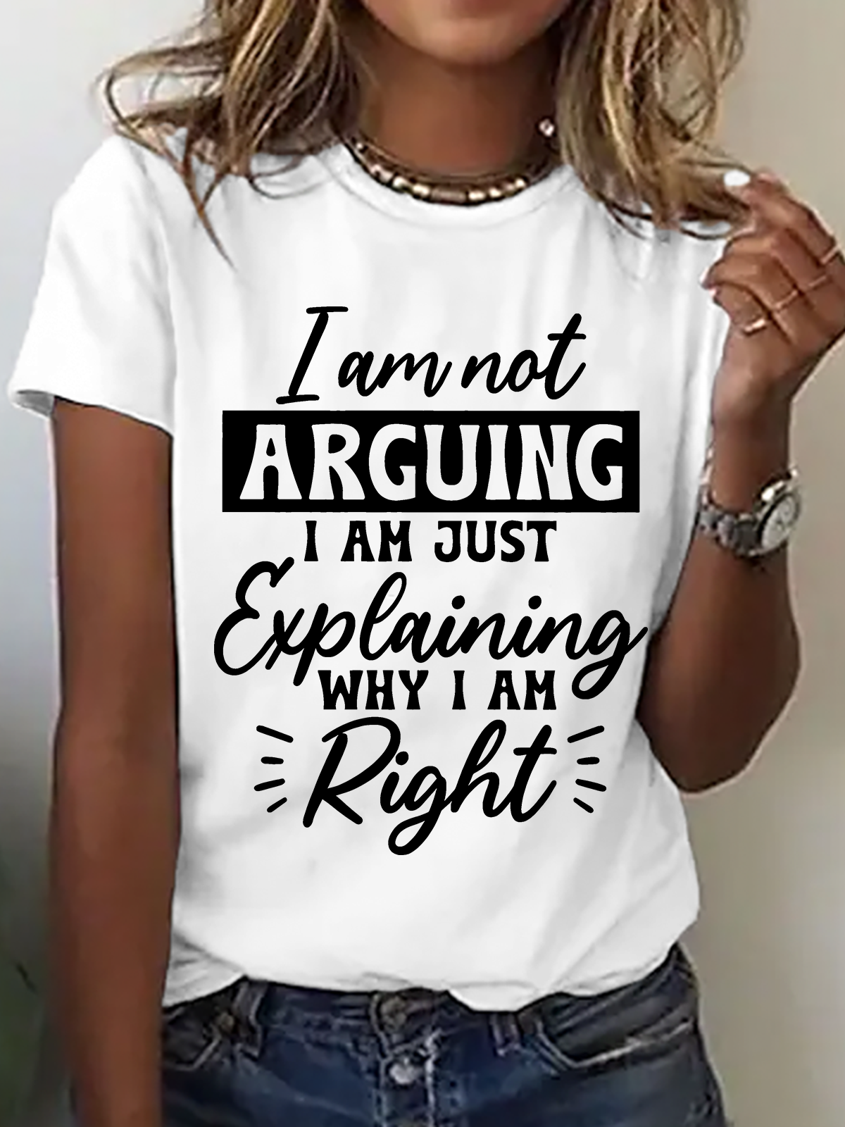 Casual Text Letters Crew Neck Short Sleeve T-shirt