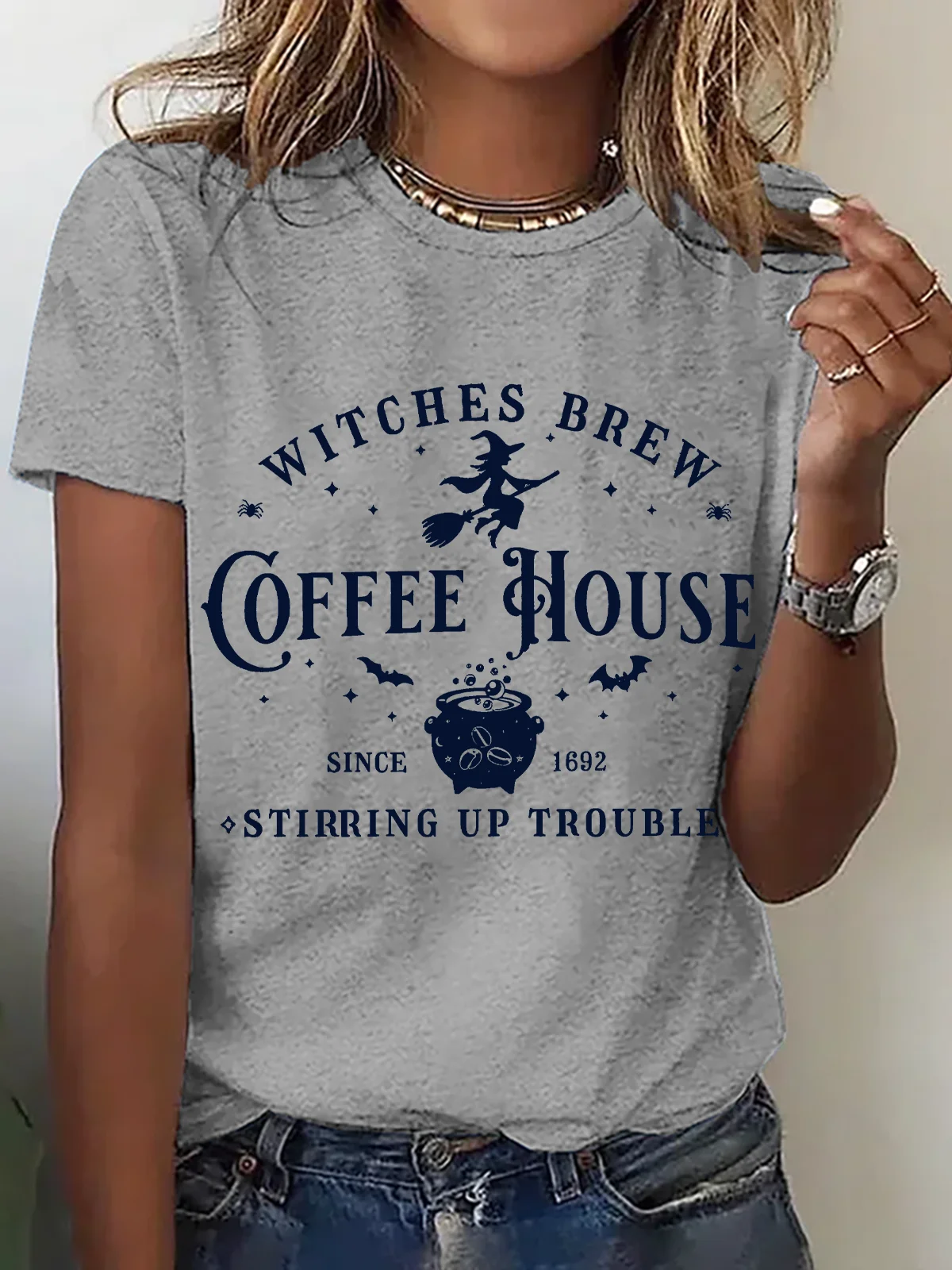 Casual Halloween Crew Neck Short Sleeve T-shirt