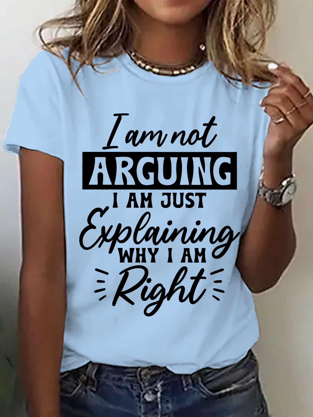 Casual Text Letters Crew Neck Short Sleeve T-shirt