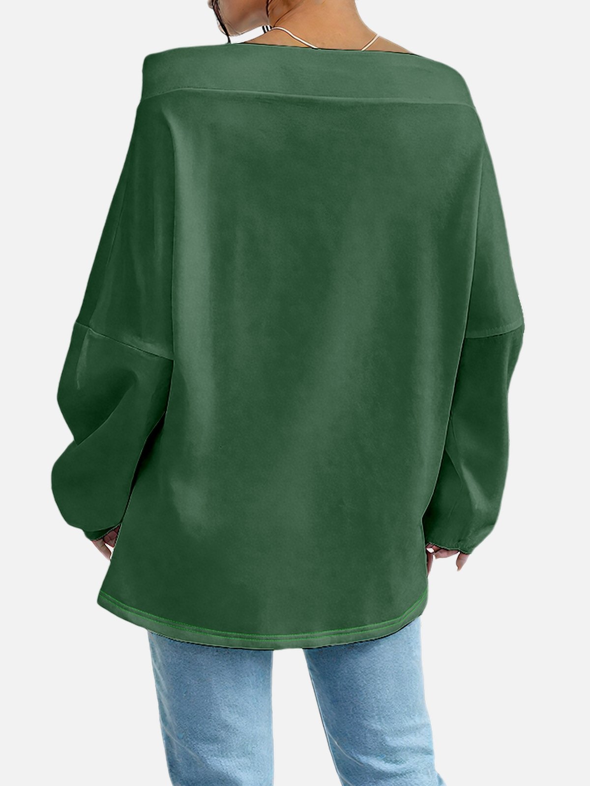 Casual Off The Shoulder Plain Sweatshirt
