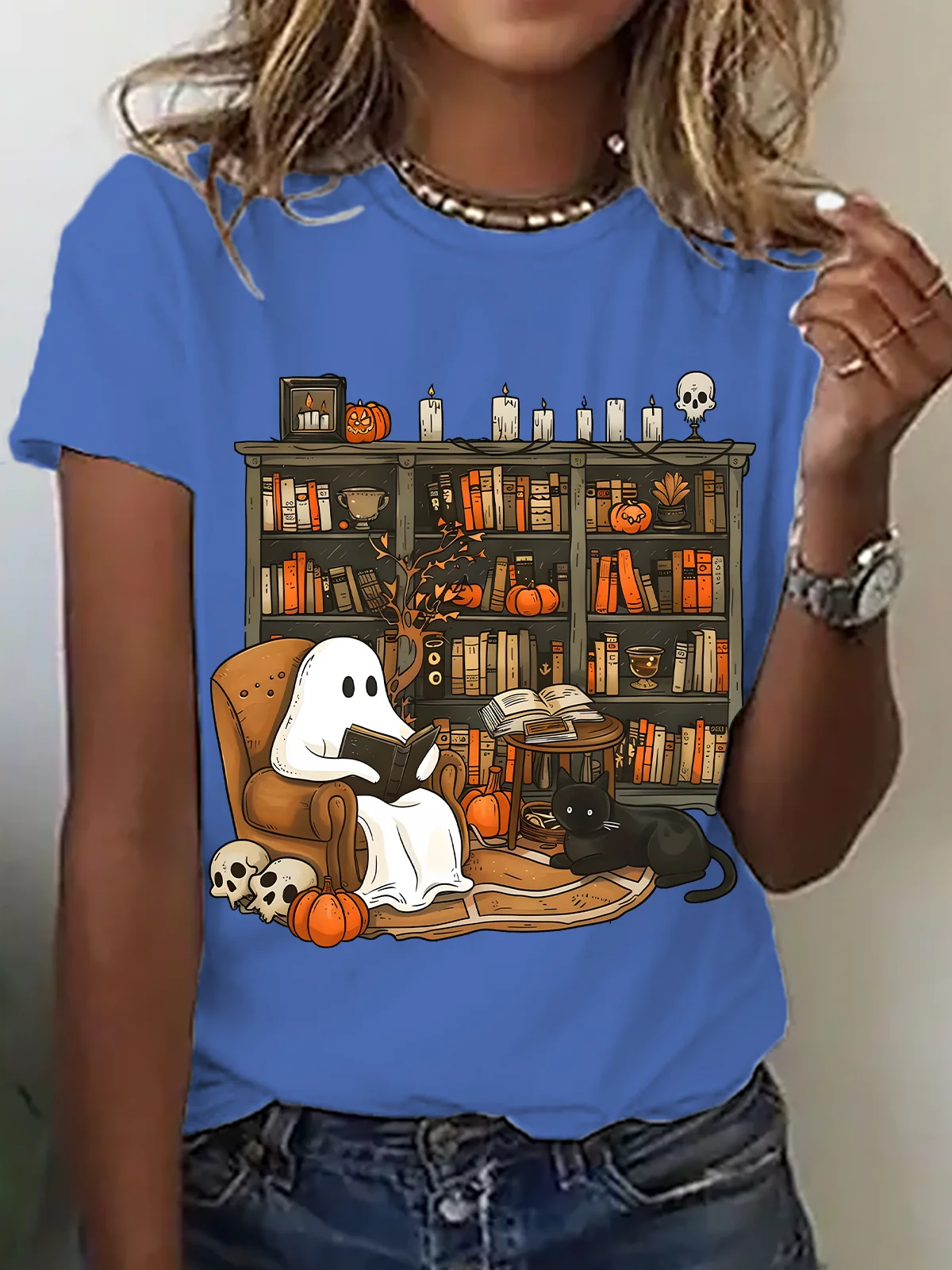 Casual Halloween Crew Neck Short Sleeve T-shirt