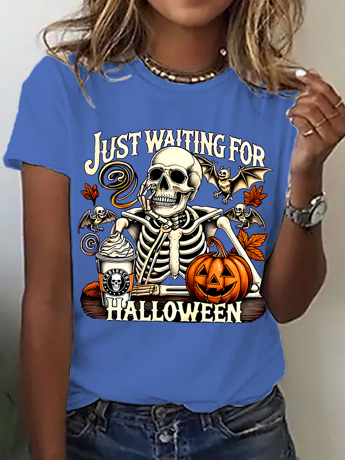 Casual Halloween Crew Neck Short Sleeve T-shirt