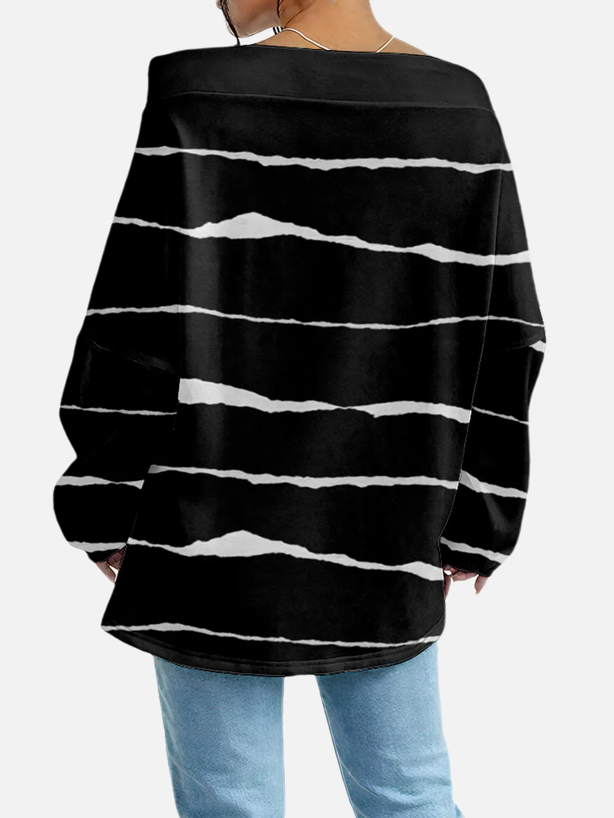 Casual Off The Shoulder Striped Sweatshirt