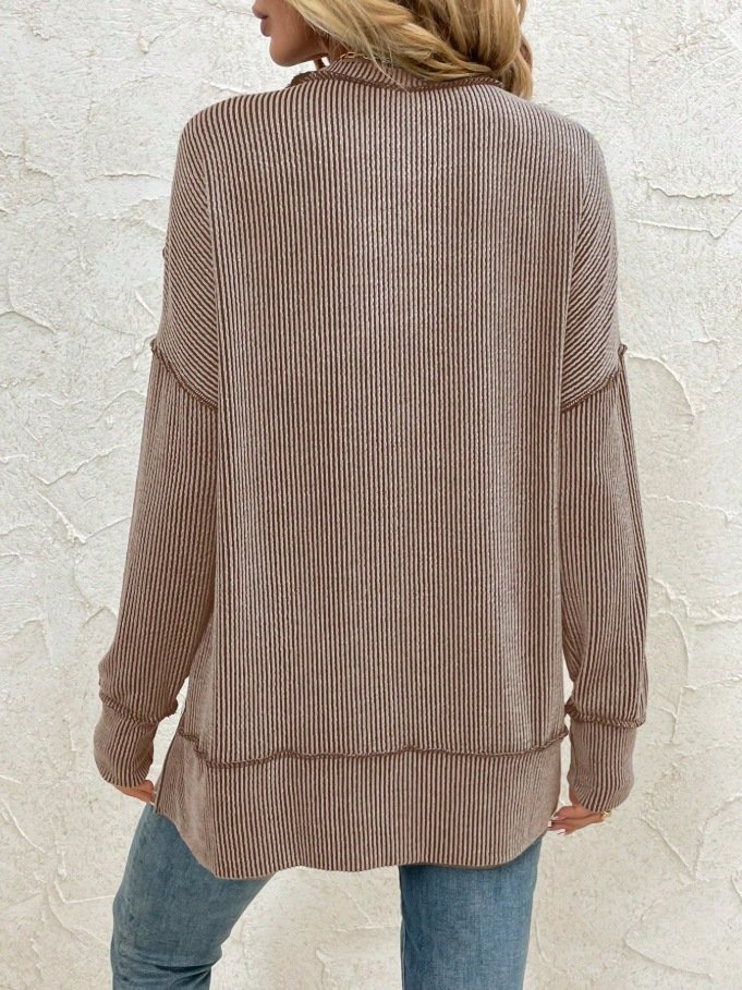 Casual Crew Neck Plain Sweatshirt