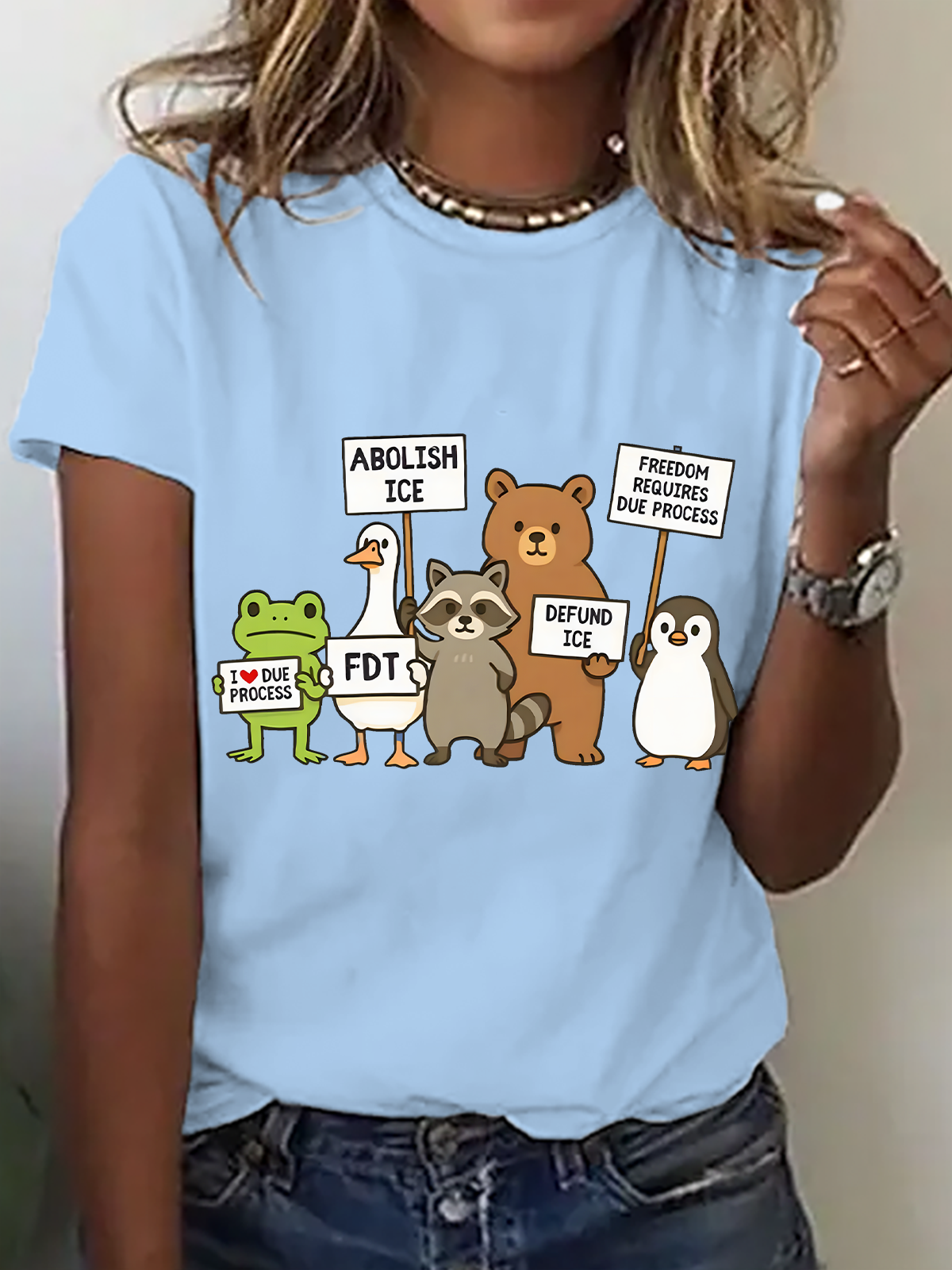 Casual Animal Crew Neck Short Sleeve T-shirt