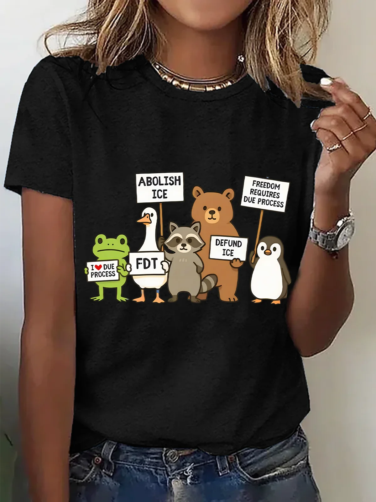 Casual Animal Crew Neck Short Sleeve T-shirt