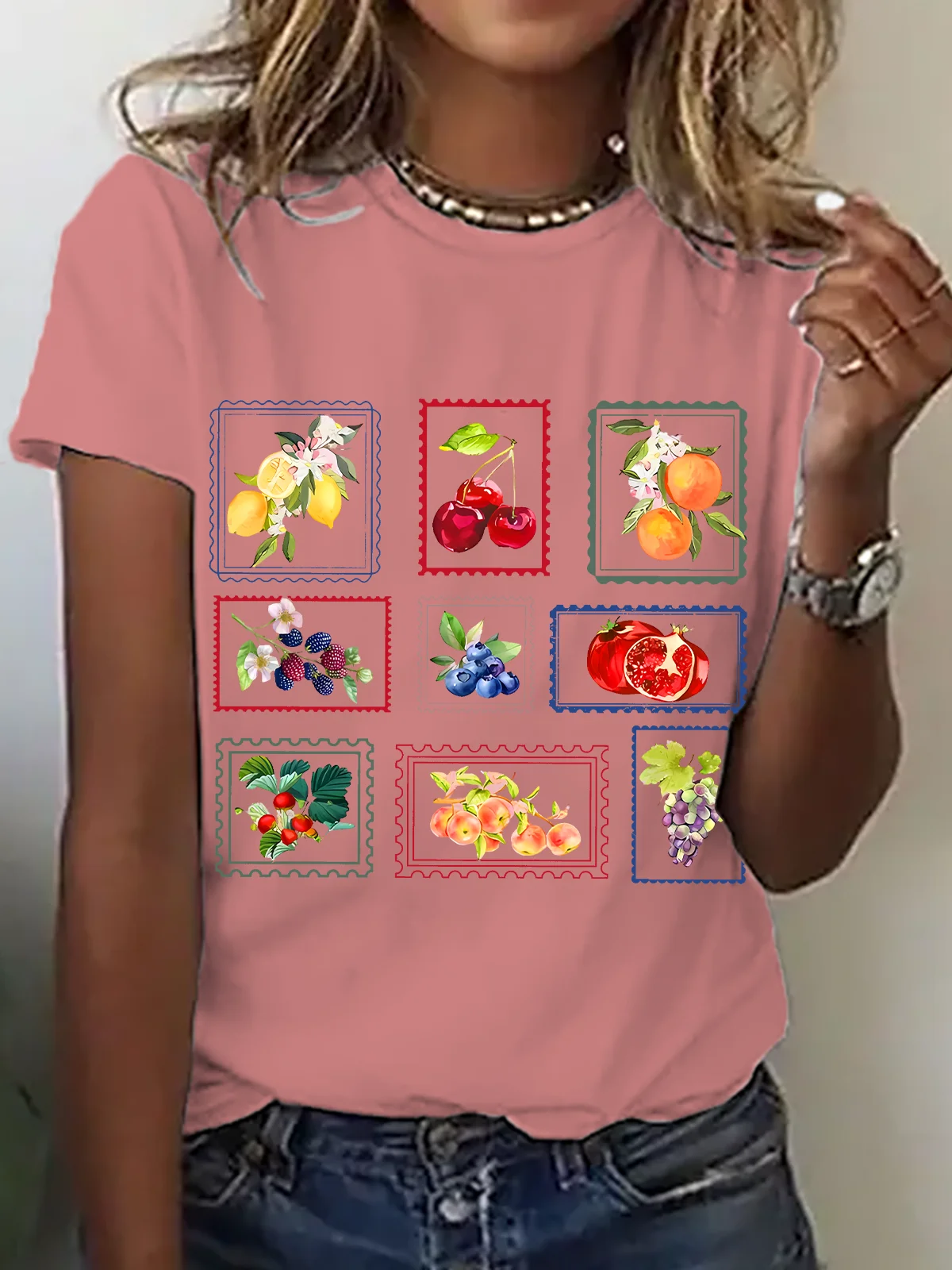 Casual Floral Crew Neck Short Sleeve T-shirt