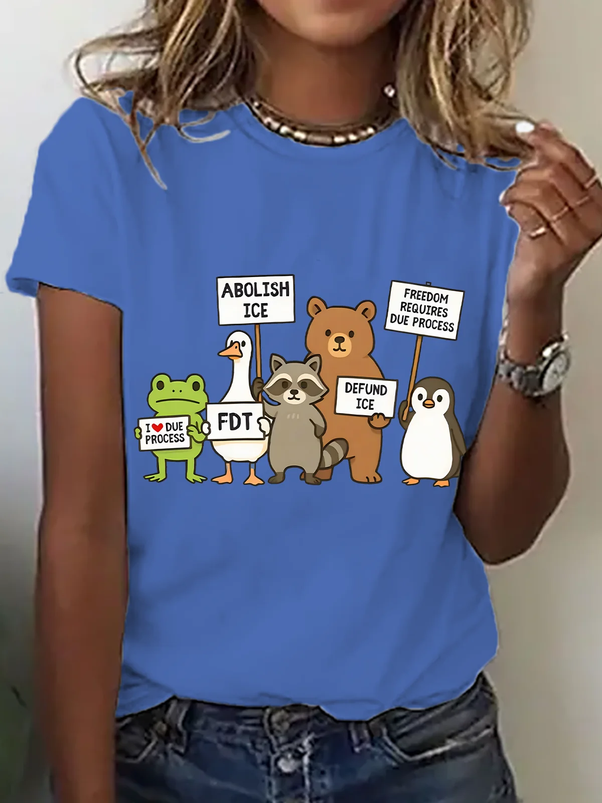 Casual Animal Crew Neck Short Sleeve T-shirt