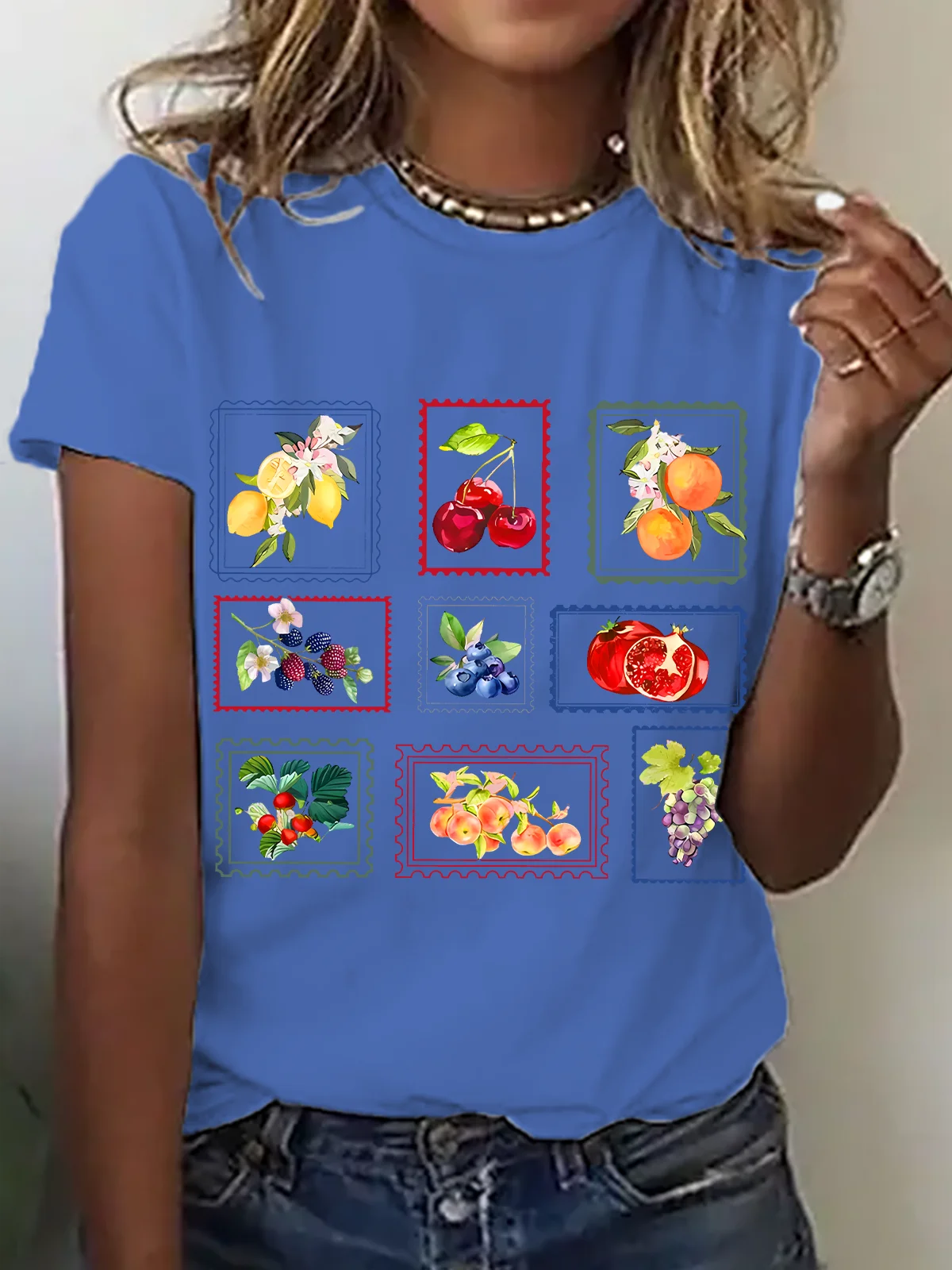 Casual Floral Crew Neck Short Sleeve T-shirt