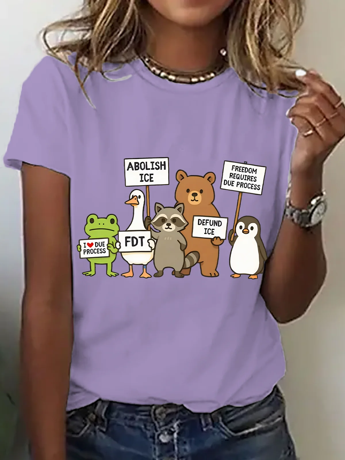 Casual Animal Crew Neck Short Sleeve T-shirt