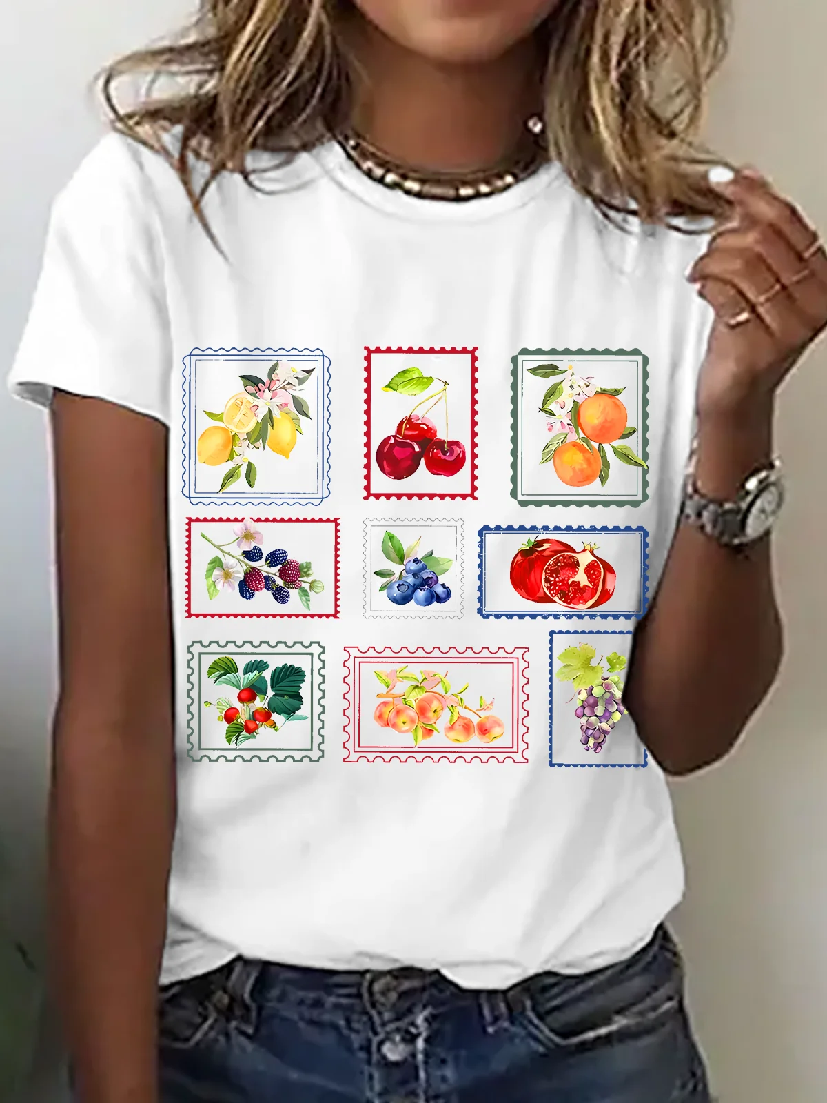 Casual Floral Crew Neck Short Sleeve T-shirt