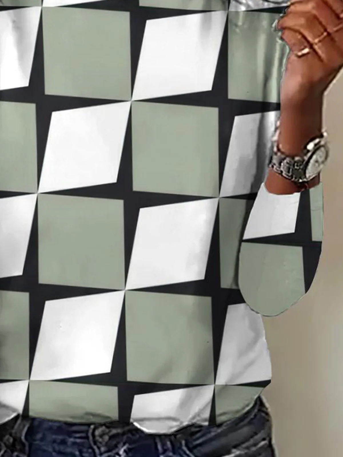 Vintage Crew Neck Geometric Sweatshirt