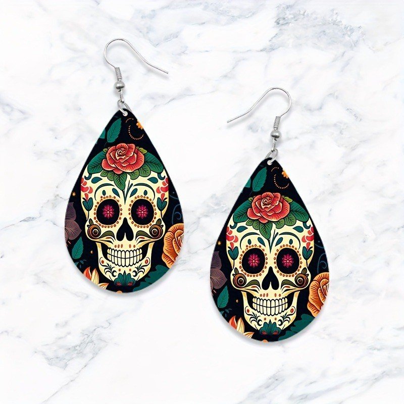 Skull Acrylic 2D Halloween Earrings